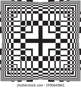 Abstract Fence Squares Cross Like Illusion Arabesque Intersections black on transparent background designer cut