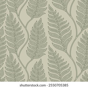 Abstract fern leaves seamless pattern vector with art line style. floral design wallpaper.  