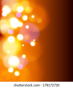 Abstract festive background with bokeh defocused lights, vector illustration.