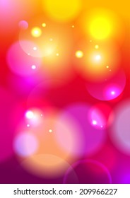 Resumen de fondo festivo con luces bokeh desenfocadas, vector Eps10