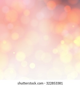 Abstract festive background with bokeh defocused lights. Pink bokeh background. Vector illustration.