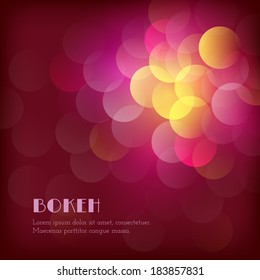 Abstract festive background with bokeh lights. Vector illustration