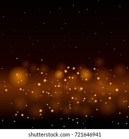 Abstract Festive background. Christmas and New Year feast bokeh background. Gold glitter stardust background. Vector illustration.
