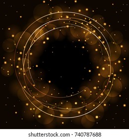 Abstract Festive background. Christmas and New Year feast bokeh background. Gold glitter stardust background. Vector illustration.
