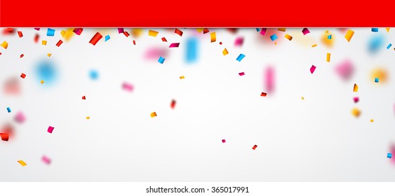 Abstract festive background with colour confetti. Vector paper illustration.