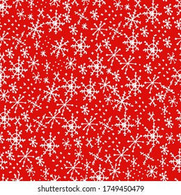 Abstract festive background, pattern with snowflakes. manual graphics of New Year's packing. Snowflakes of different shapes. Design for packaging, wallpaper, textiles, designer paper. Isolated 