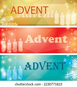 abstract festive backgrounds with candles - vector colored banners for Advent