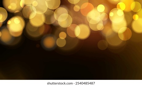 Abstract festive blurred background. Vibrant bokeh lights. Bright defocused glowing lights effect. Vector illustration.