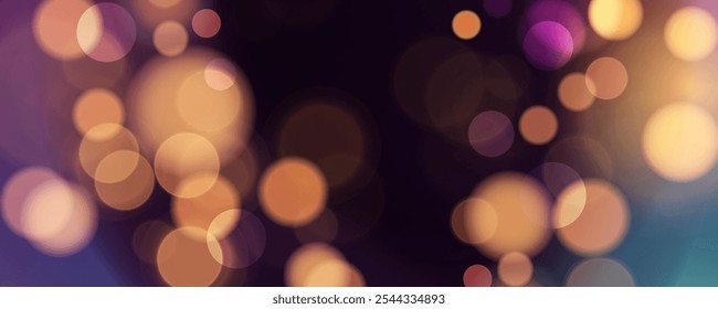 Abstractas fondo desdibujado festivo. Luces bokeh vibrantes. Efecto de luces brillantes desenfocadas brillantes. Plantilla gráfica para Anuncios de celebración e invitaciones. Ilustración vectorial.