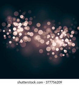 Abstract festive bokeh lights background polygon is an octagon