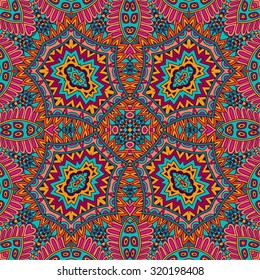 Abstract festive colorful floral vector ethnic tribal pattern