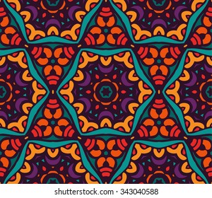Abstract festive colorful floral vector ethnic tribal pattern. geometric floral design