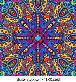 Abstract festive colorful geometric  vector ethnic tribal pattern
