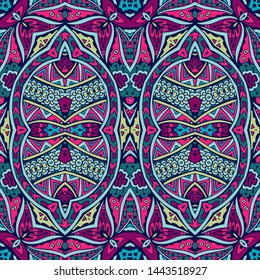 Abstract festive colorful grunge vector ethnic tribal pattern