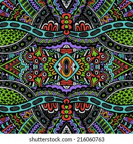 Abstract festive colorful grunge vector ethnic tribal pattern