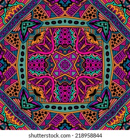 Abstract festive colorful grunge vector ethnic tribal pattern