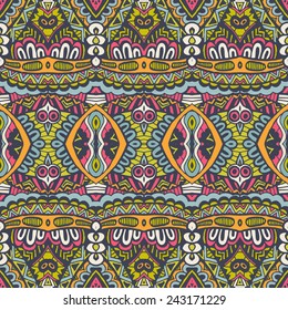 Abstract festive colorful grunge vector ethnic tribal pattern 