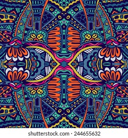 Abstract festive colorful grunge vector ethnic tribal pattern