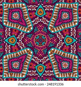Abstract festive colorful grunge vector ethnic tribal pattern