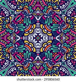 Abstract festive colorful grunge vector ethnic tribal pattern