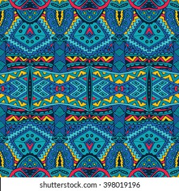 Abstract festive colorful grunge vector ethnic tribal pattern