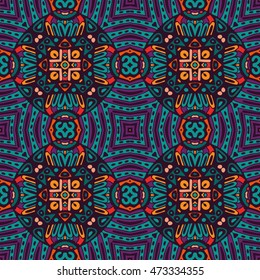 Abstract festive colorful grunge vector ethnic tribal pattern