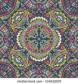 Abstract festive colorful grunge vector ethnic tribal pattern