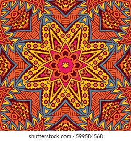 Abstract festive colorful grunge vector ethnic tribal pattern