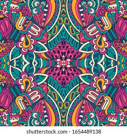 Abstract festive colorful mandala vector ethnic tribal pattern. Boho design