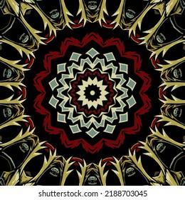 Abstrakte festliche, bunte Mandala-Vektorgrafik ethnischer Stammesmuster