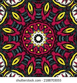 Abstract festive colorful mandala vector ethnic tribal pattern