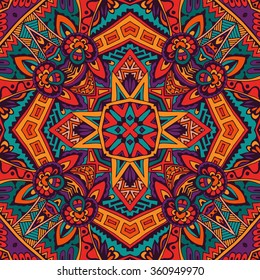 Abstract festive colorful mandala vector ethnic tribal pattern