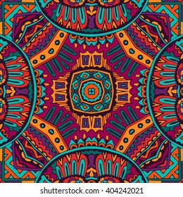 Abstract festive colorful mandala vector ethnic tribal pattern