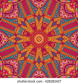 Abstract festive colorful mandala vector ethnic tribal pattern