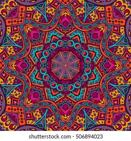Abstract festive colorful mandala vector ethnic tribal pattern