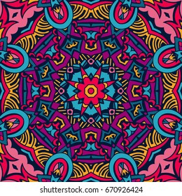 Abstract festive colorful mandala vector ethnic tribal pattern