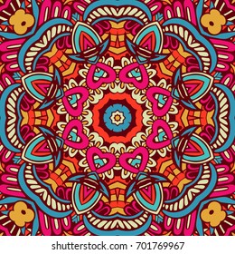 Abstract festive colorful mandala vector ethnic tribal pattern