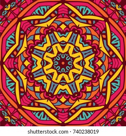 Abstract festive colorful mandala vector ethnic tribal pattern