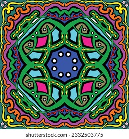 Resumen del colorido vector mexicano festivo de tipo étnico tribal