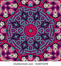 Abstract festive colorful mosaic vector ethnic tribal pattern