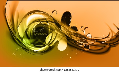 Abstract festive dynamic background. Expressive cool vector frame with contrast glowing fibers and butterfly