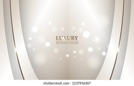 Resumen de lujo beige elegante festivo con línea dorada y efecto bokeh. Ilustración del vector