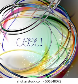 Abstract festive fun background. Stylish vector frame with colored fibers