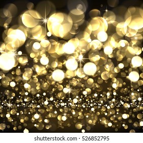 Abstract festive golden luminous background. Vector illustration.