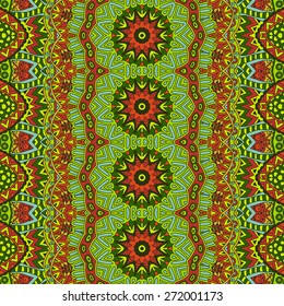 Abstract festive green geometric vector ethnic tribal pattern