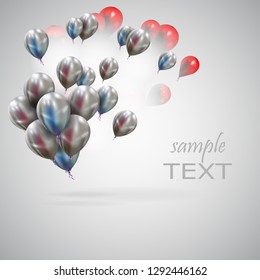 Abstract festive illustration of flying realistic balloons. Award Ceremony Or Other Holiday Event Decoration Element. Greeting Card With Big Free Space For Your Advertising