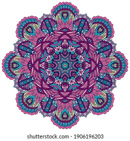 Abstract festive mandala floral design colorful ornament stylish element