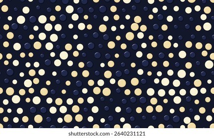 Abstract festive pattern of cream and navy circles on a dark background.  Perfect for celebratory designs, website backgrounds, or textile prints.
