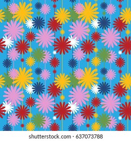 Abstract festive seamless pattern with a decorative flowers