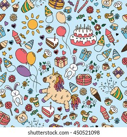 Abstract festive seamless texture. Packing for a gift, banner, card. Seamless wallpaper birthday